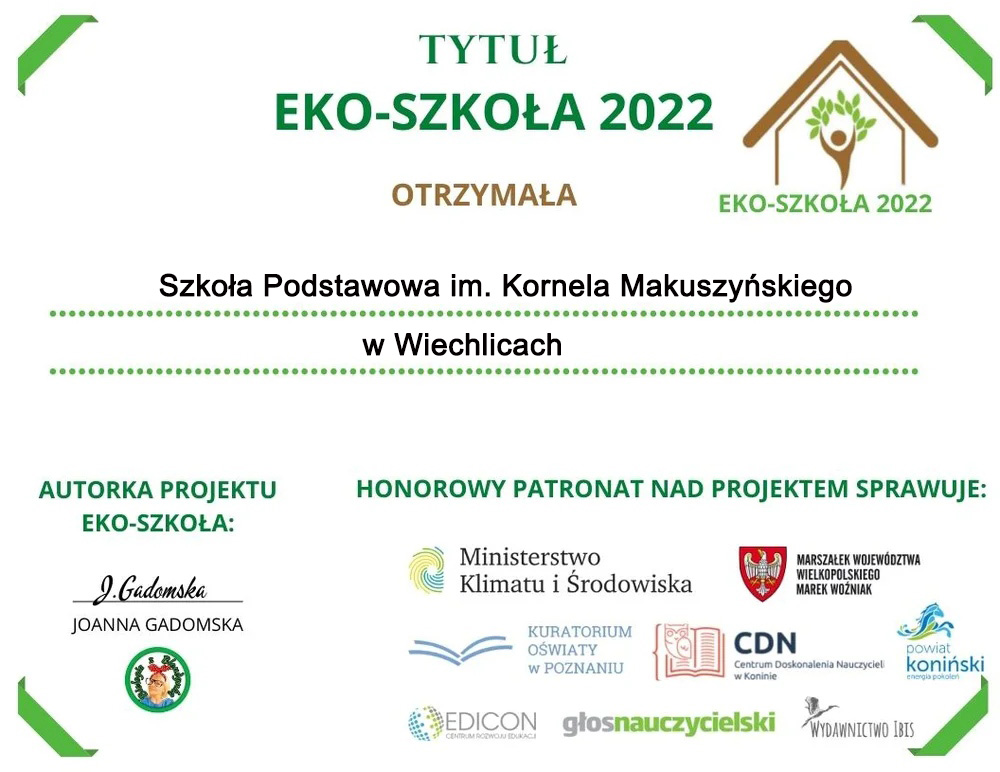 tytuł eko-szkoła 2022